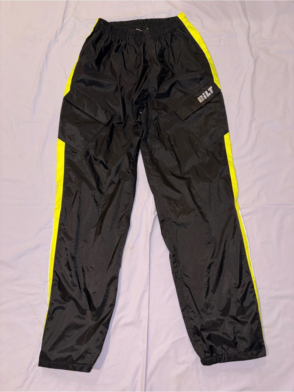 BiLT Motorcycle Rain Overpants Mens M Neon Yellow Reflective Riding Gear